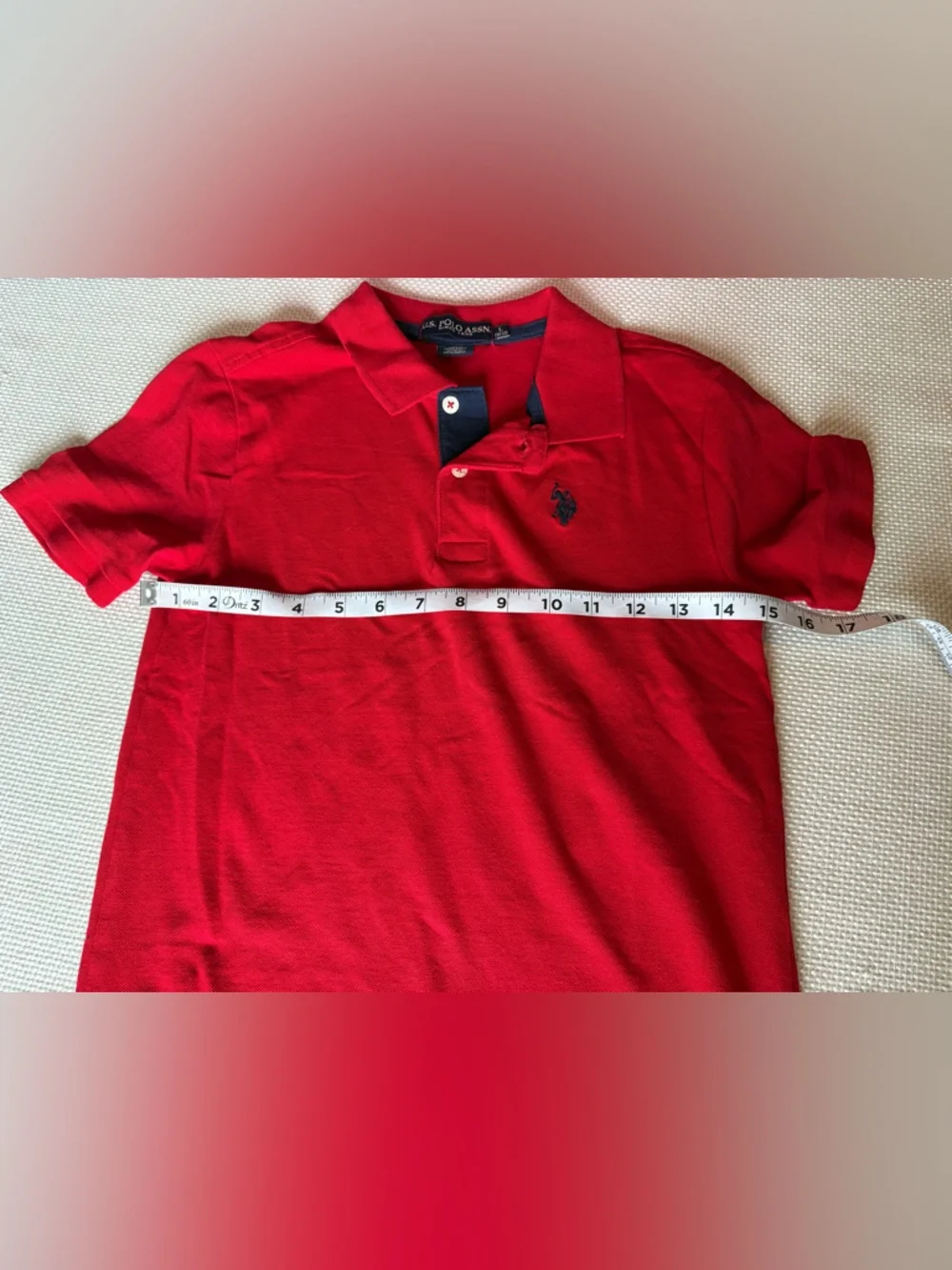 US Polo Assn Kids Large (10-12) Red Polo Shirt 100% Cotton School Uniform